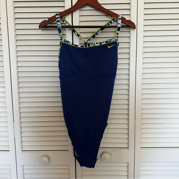 Nike Other - Nike One Piece Training Swimsuit Womens 12 Navy Crossback Athletic Swim